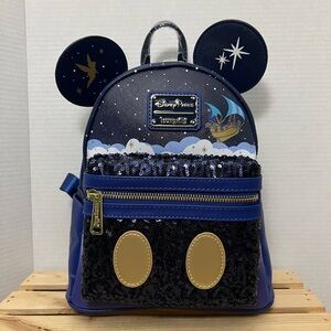 Disney Parks Loungefly Peter Pan Night Sky Mini Backpack - Navy